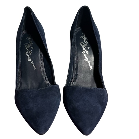 Alice + Olivia Pumps High Heels Dina Blue Suede Leather Pointy Toe size 38 - Picture 9 of 13